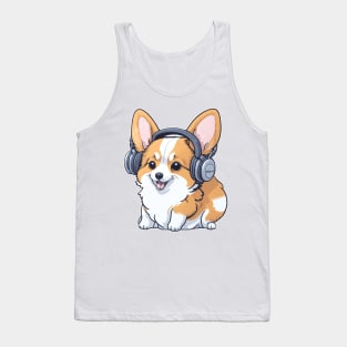 Corgi with Headphones | Music-Loving Corgi Tank Top